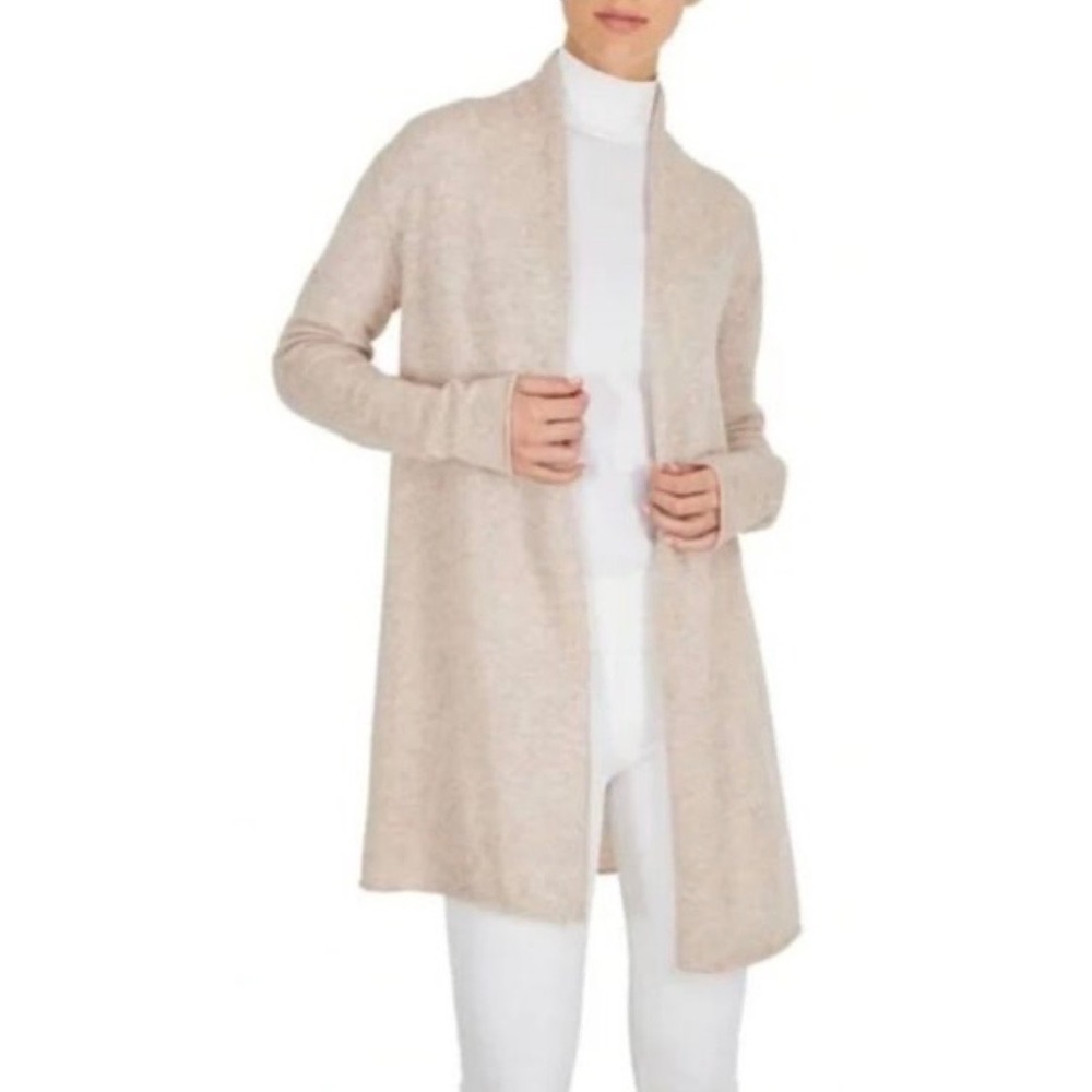 BERYLL 100% Cashmere Long Open Front Cardigan Sweater Women OS Chic Quiet Luxury
